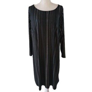 Torrid Size 3 Dress Black Silver Studded Metallic Long Sleeve Stretch Textured